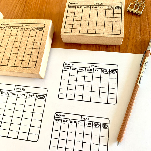 選べる！【カレンダーはんこ】６デザイン　自宅学習の時間割やシフトのハンコ 在宅学習・時間管理のスタンプ　手帳・カレンダー 2枚目の画像