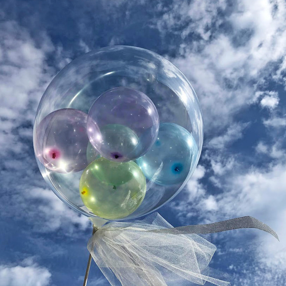 関東地方【送料無料】名入れ　バルーン　スタンド型　クリスタルカラーmix　 風船　 誕生日　プレゼント　バースデーフォト 1枚目の画像