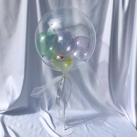 関東地方【送料無料】名入れ　バルーン　スタンド型　クリスタルカラーmix　 風船　 誕生日　プレゼント　バースデーフォト 2枚目の画像