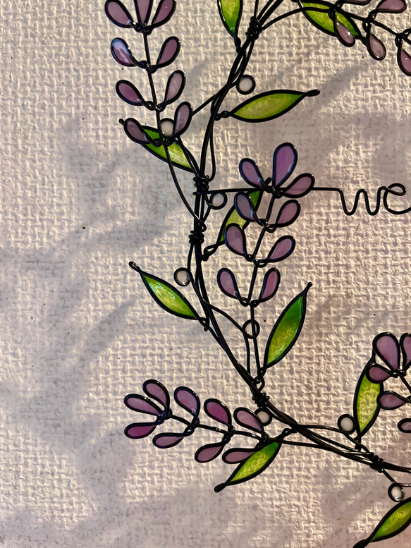 【再販まつり2024】ラベンダーいっぱい♡︎welcomeリース♡︎ワイヤーアート　ワイヤークラフト 3枚目の画像