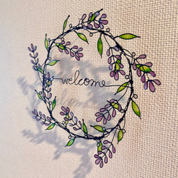 【再販まつり2024】ラベンダーいっぱい♡︎welcomeリース♡︎ワイヤーアート　ワイヤークラフト 4枚目の画像