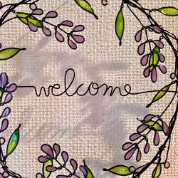 【再販まつり2024】ラベンダーいっぱい♡︎welcomeリース♡︎ワイヤーアート　ワイヤークラフト 2枚目の画像