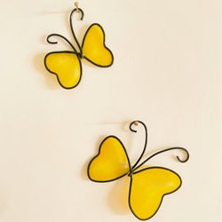 小さな蝶々とハートのフラワーリース♡︎ワイヤーアート 3枚目の画像