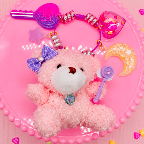 パープルくまちゃん☆じゃらじゃらキーホルダー 捻じ 