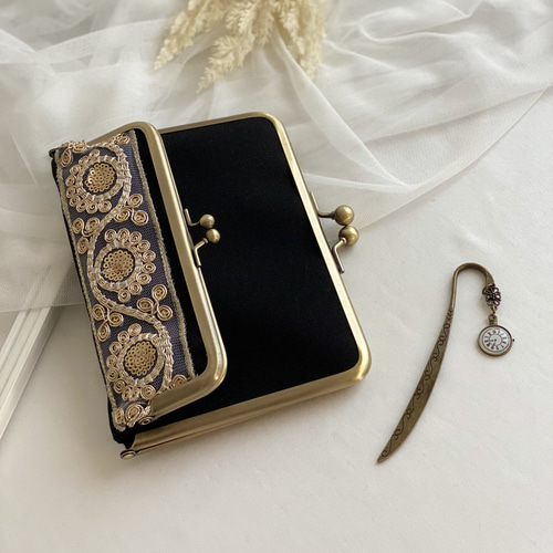 がま口 ペンケース付きスケジュール帳 ブックカバー コンパクト インド