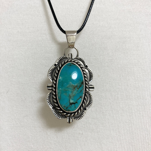 キングマン ターコイズ シルバーネックレス ペンダント#インディアン