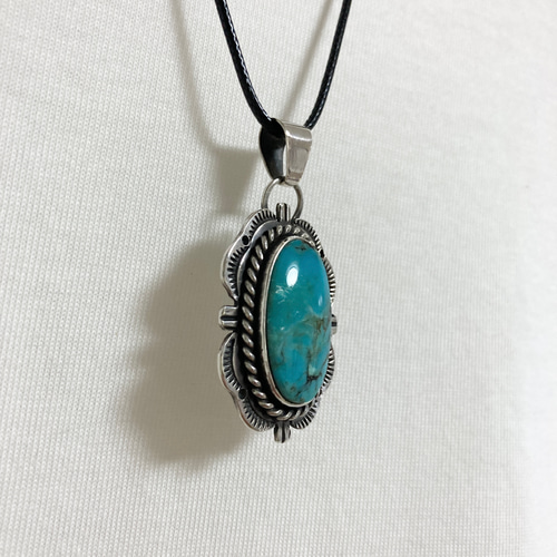 キングマン ターコイズ シルバーネックレス ペンダント#インディアン