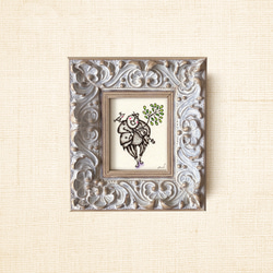 エーゲ海とブーゲンビリア05」透明水彩画 原画 風景画 額縁付 SMサイズ