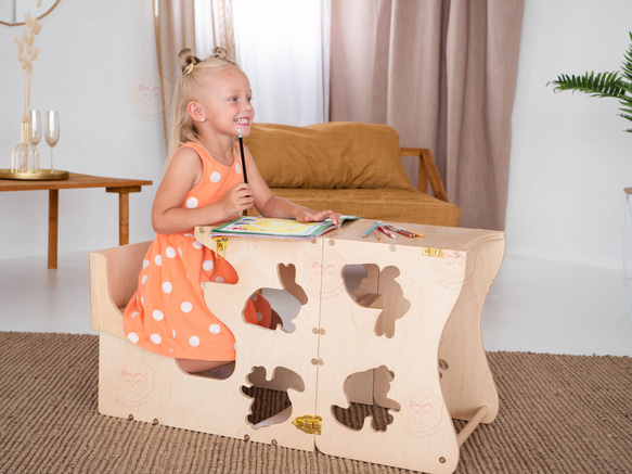 幼児用ステップチェアー、多機能椅子 ハンドメイド 6枚目の画像