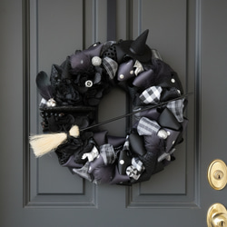 魔女なリース シルバー : 大人 シック ギフト ハロウィン ブラック