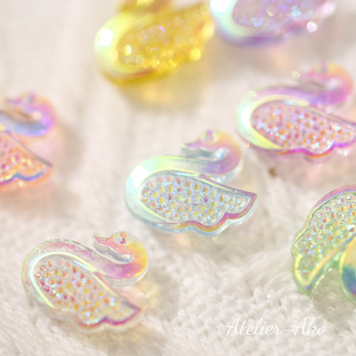 30個＊mix 白鳥 スワン カラフル クリスタル ジュエリー ネイル