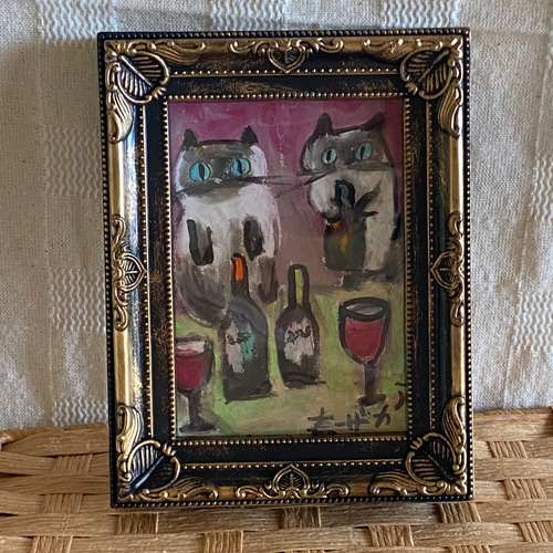 絵画。原画【ワイン好きの熊】 絵画。原画【ワイン好きの熊】