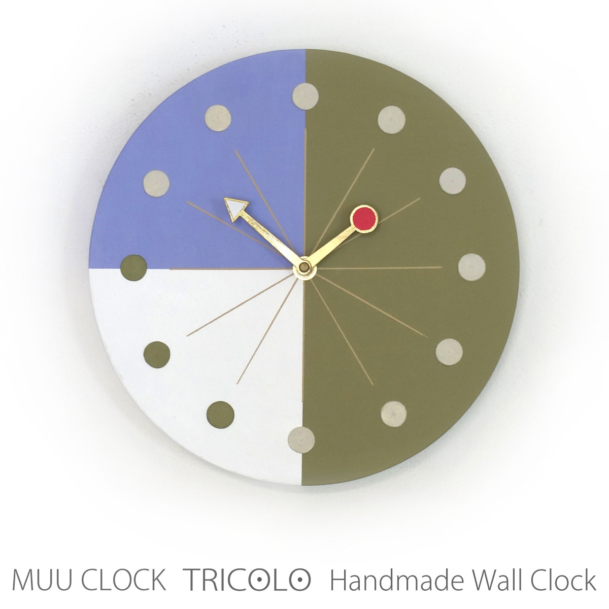 【送料無料】MUU CLOCK  TRICOLO 特別色Ⅱ(Olivegreen-violet) 手作り壁掛け時計