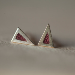 [接單訂製]  純銀三角形珐瑯耳環 第8張的照片