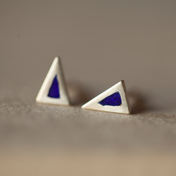[接單訂製]  純銀三角形珐瑯耳環 第6張的照片