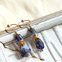 ❁Night sky earrings All 14kgf❁ アイオライト 4枚目の画像