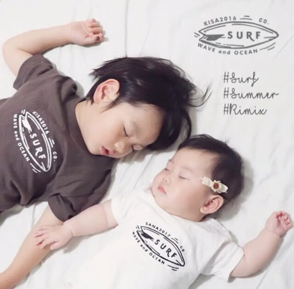 サーフボード 名入れTシャツ 海 夏 出産祝い リンクコーデ 親子