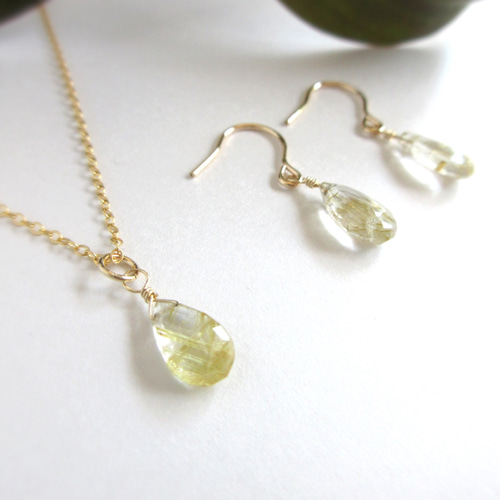 14kgfピアス/ イアリング / 9mm タイチンルチルクォーツ