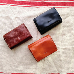 【イタリアンレザー】身軽にキマる♪手縫いの三つ折り財布（革/ミニ財布/コンパクト/メンズ/レディース）チョコブラウン 11枚目の画像