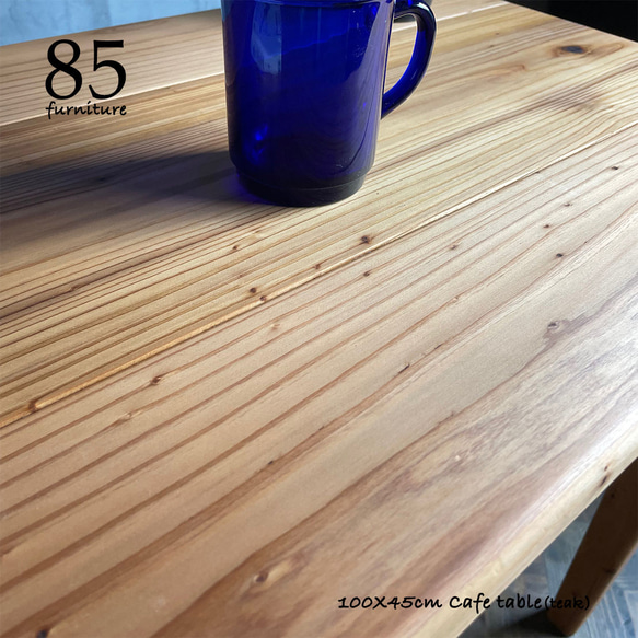 【サイズオーダー可能】厚板3cm天板★ カフェテーブル 無垢材 100×45センチ　 7枚目の画像