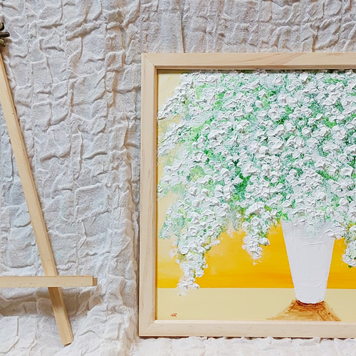 油絵 絵画 かすみ草 絵画 HR 通販 14525626｜Creema(クリーマ)