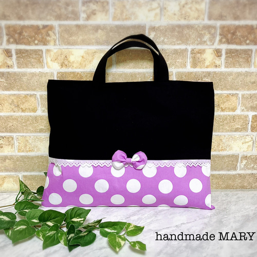 夏セール開催中 MAX80%OFF！ キルト芯入り】赤×白ドットのぷっくりリボンとレースがかわいい 手提げ・レッスンバッグ・入園グッズ