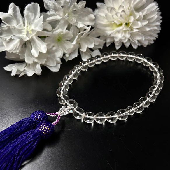 本水晶 主玉：10mm 数珠（略式数珠・片手念珠）男女兼用 天然石数珠