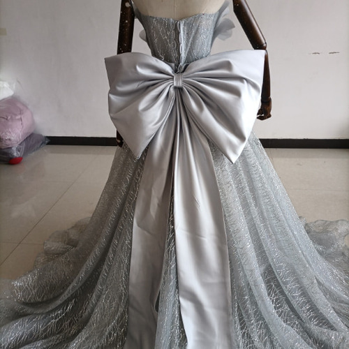 オーバードレス スカート キラキラチュール シルバー リボン ミニ  