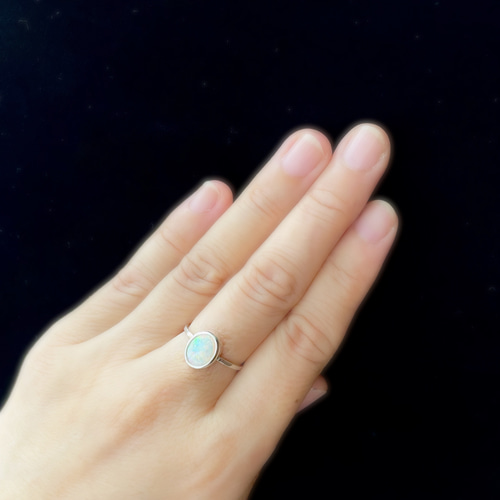 天然石オパールリング シルバー950 サイズ12.5号 〈送料無料〉SR-075