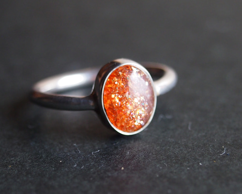 サンストーン シルバーリング silver925 11号 一点もの 天然石 ⑪ 指輪