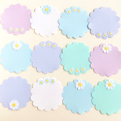 可愛いクラフトパンチのカード12枚(5.7cm)〜ブルー 寄せ書き 色紙