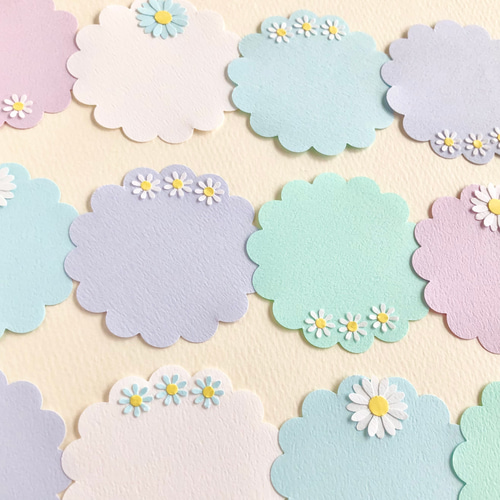 可愛いクラフトパンチのカード12枚(5.7cm)〜ブルー 寄せ書き 色紙