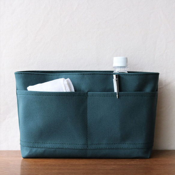 フォレストグリーン　倉敷産帆布使用バッグインバッグ【受注製作】 1枚目の画像