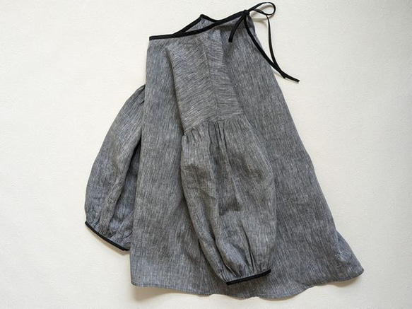 バルーンスリーブ　ブラウス　フレンチリネンシャンブレー 2枚目の画像