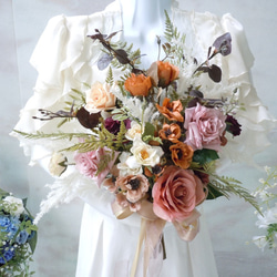 アンティークカラーのクラッチブーケ　ブライダルブーケ アンティークカラーのクラッチブーケ ブライダルブーケ