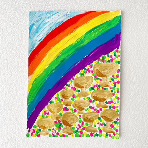 カップ10」 タロットカード アート 絵画 抽象画 アクリル画 虹 絵画