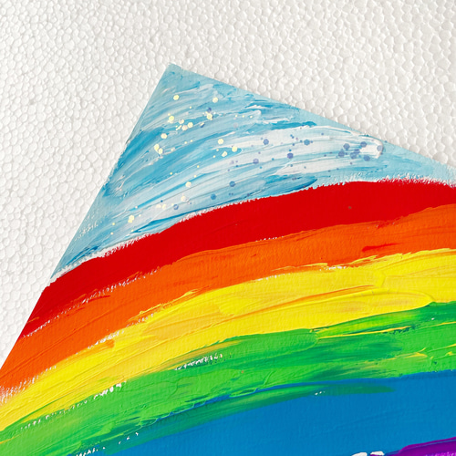 カップ10」 タロットカード アート 絵画 抽象画 アクリル画 虹 絵画