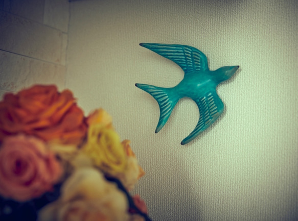 幸せの青い鳥　陶器のオブジェ　　bm-1 5枚目の画像