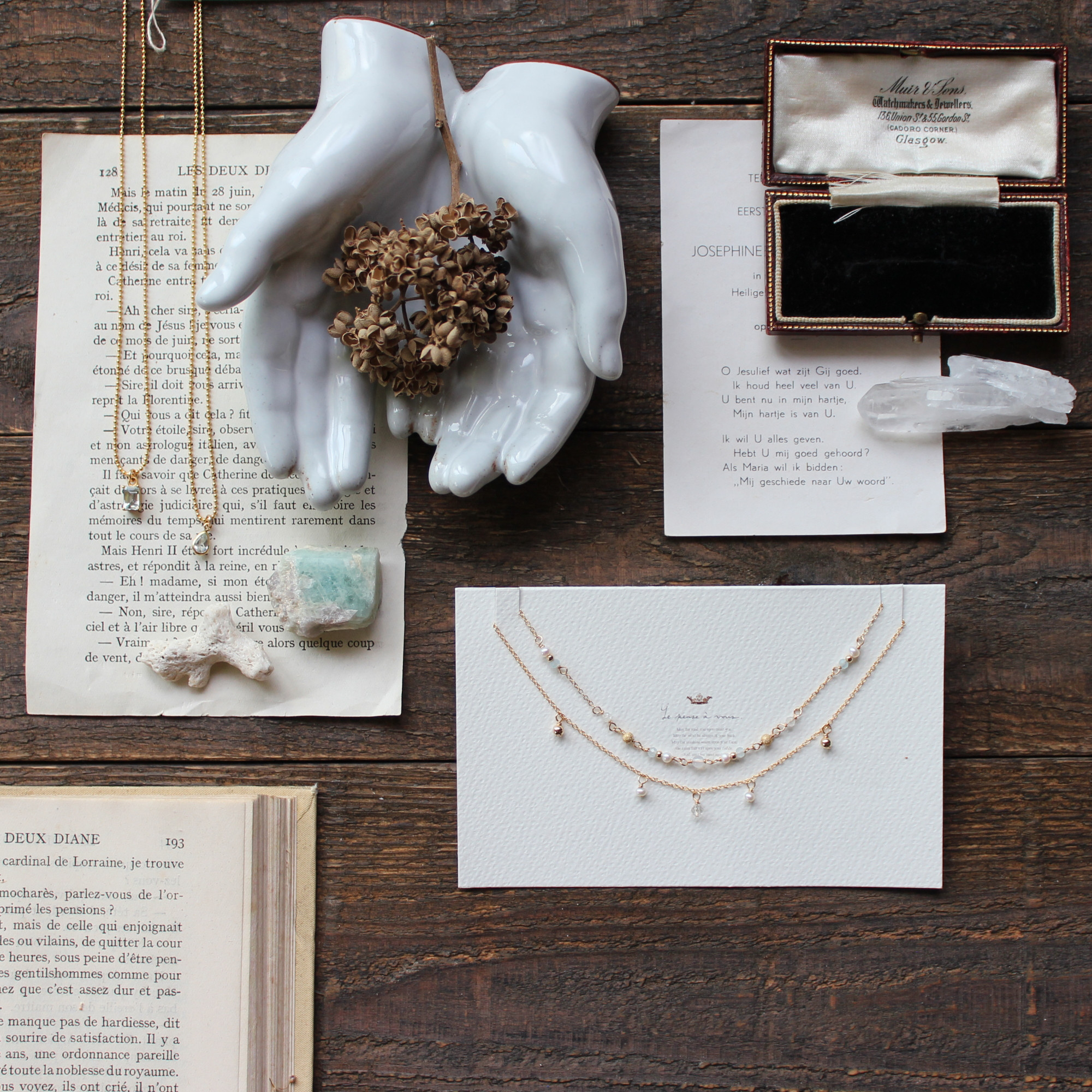 14kgf天然石アンクレット ブルーサファイア×カルセドニー