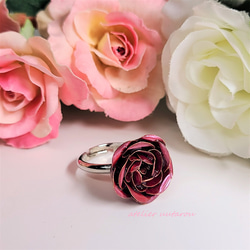 伝統技法・緋銅（ひどう・赤い銅）で作った薔薇の花の指輪 4枚目の画像