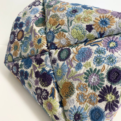 pjc 花園 ハンドメイド バッグ I刺繍シリーズ pjc 「花園小花」バンブーバッグ 和装にも