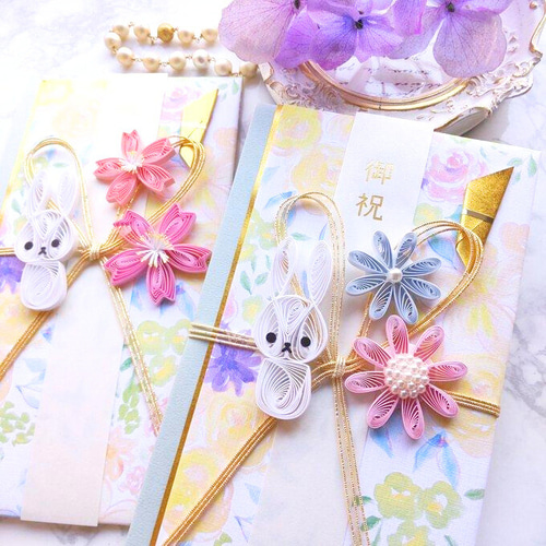 クイリング/ご祝儀袋/ウエディング/ペーパーフラワー ペーパークイリングのワンタッチ御祝儀袋 - bonvivant gallery | minne