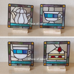 ステンドグラス ティーセットのミニパネル<ポット ティー コーヒー 