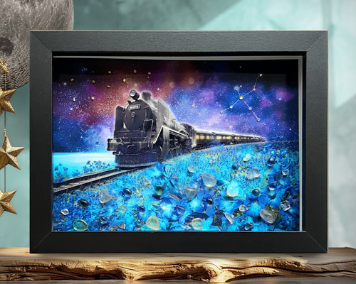 銀河鉄道の夜「りんどうの花」｜天然石アート フォトフレーム・写真