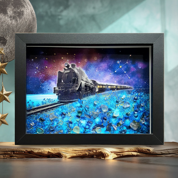 銀河鉄道の夜「りんどうの花」｜天然石アート フォトフレーム・写真