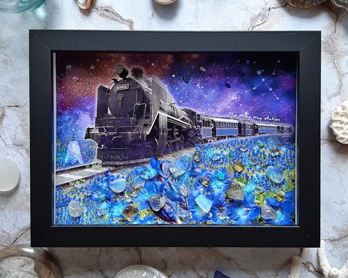銀河鉄道の夜・りんどうの花〉天然石アート その他アート moon 通販