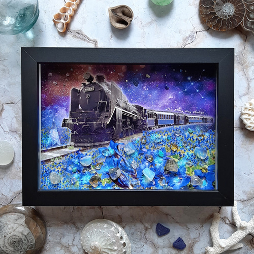 銀河鉄道の夜・りんどうの花〉天然石アート その他アート moon 通販