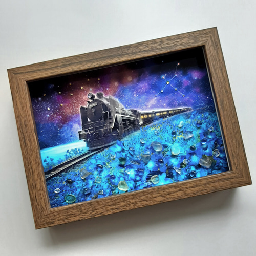 銀河鉄道の夜「りんどうの花」｜天然石アート フォトフレーム・写真