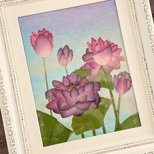 凛と心に響く 蓮の押し花アート額 その他アート 神戸六甲 優花 通販