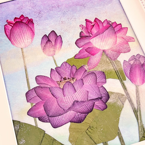 凛と心に響く 蓮の押し花アート額 その他アート 神戸六甲 優花 通販